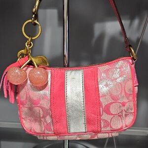 Coach Y2K MINI Pink and Silver Shoulder Bag with Cherry Charm Included